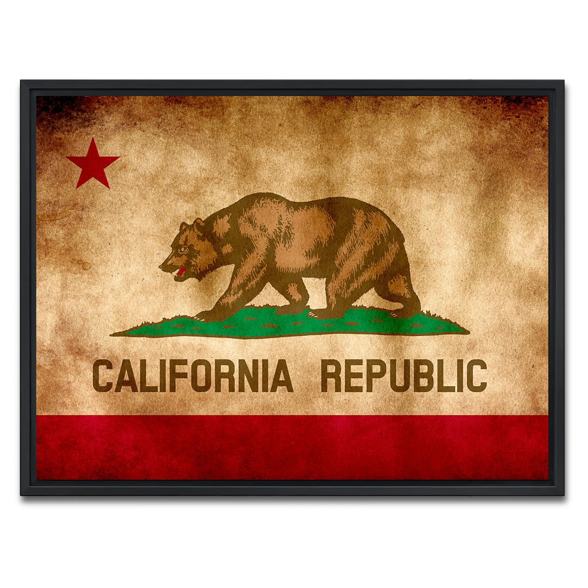 AUTO-MOCKUP WHITE | California State Flag Grunge | 1 Piece | Black Framed Canvas | group=4x3