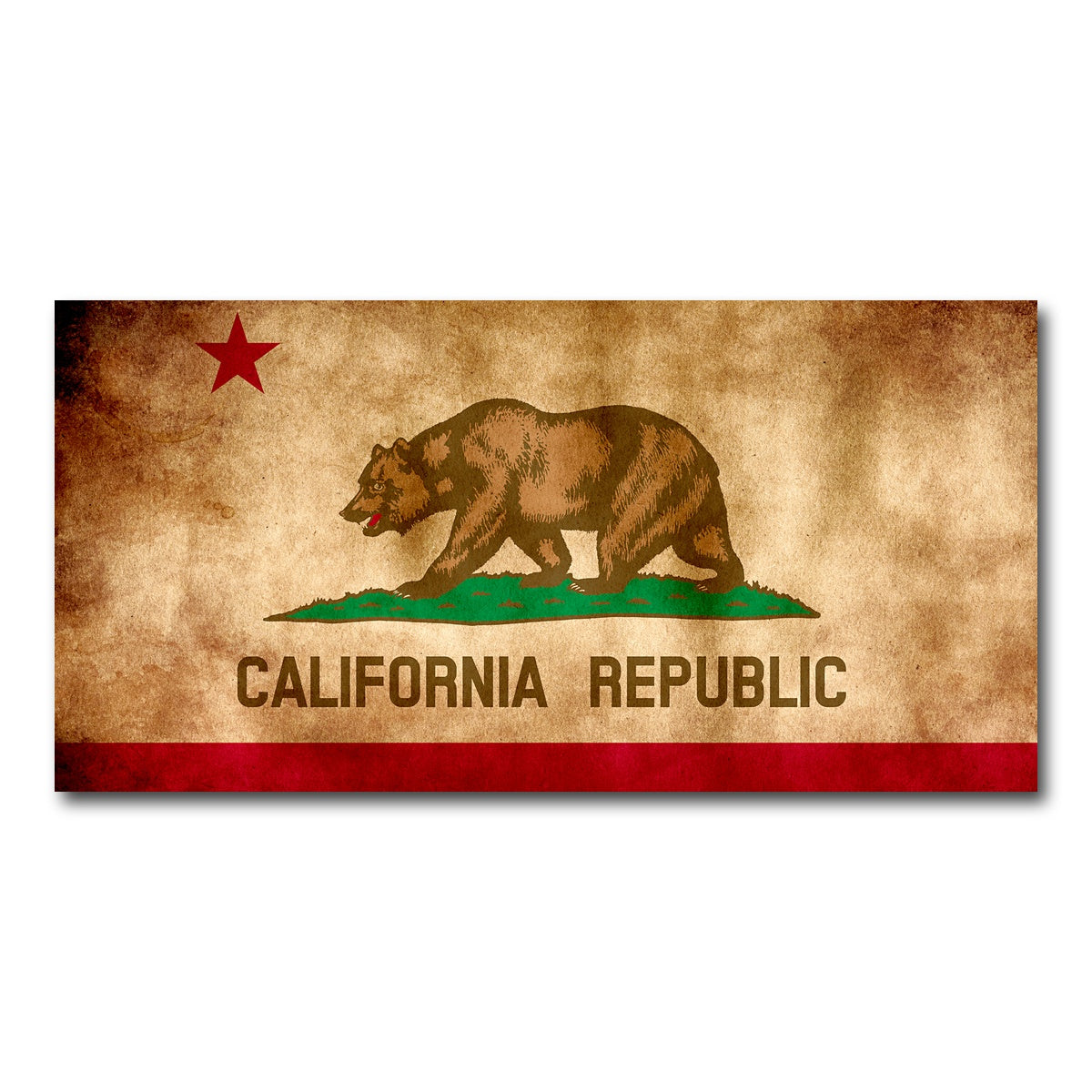 AUTO-MOCKUP WHITE | California State Flag Grunge | 1 Piece | Gallery Wrap Canvas | group=2x1