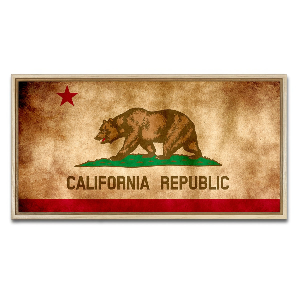AUTO-MOCKUP WHITE | California State Flag Grunge | 1 Piece | Natural Framed Canvas | group=2x1