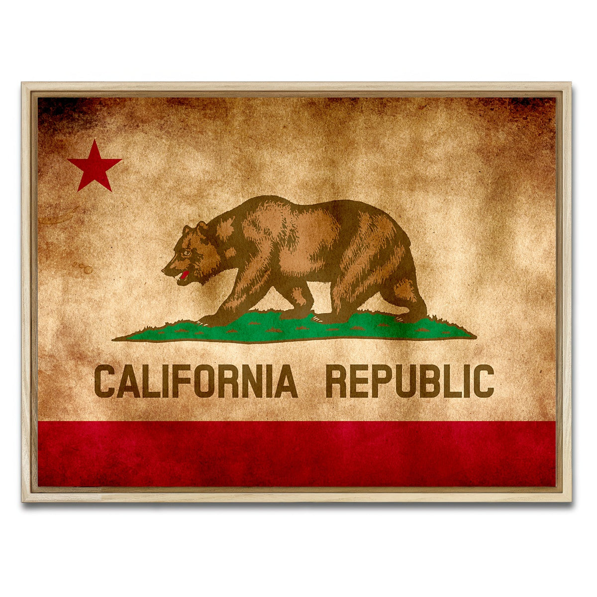 AUTO-MOCKUP WHITE | California State Flag Grunge | 1 Piece | Natural Framed Canvas | group=4x3