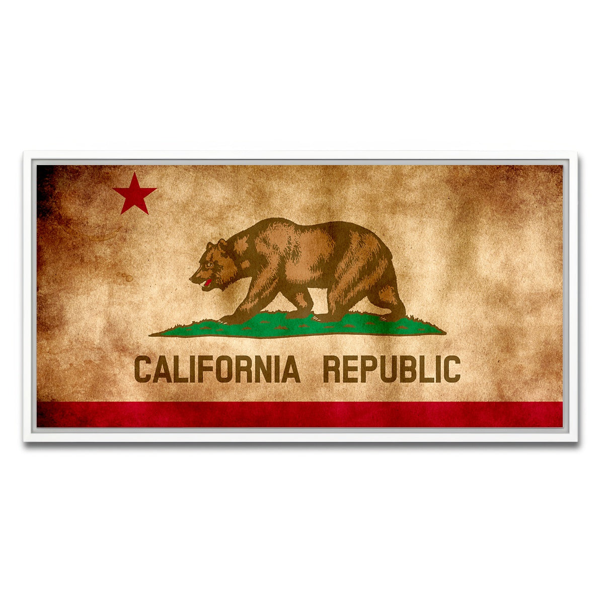 AUTO-MOCKUP WHITE | California State Flag Grunge | 1 Piece | White Framed Canvas | group=2x1