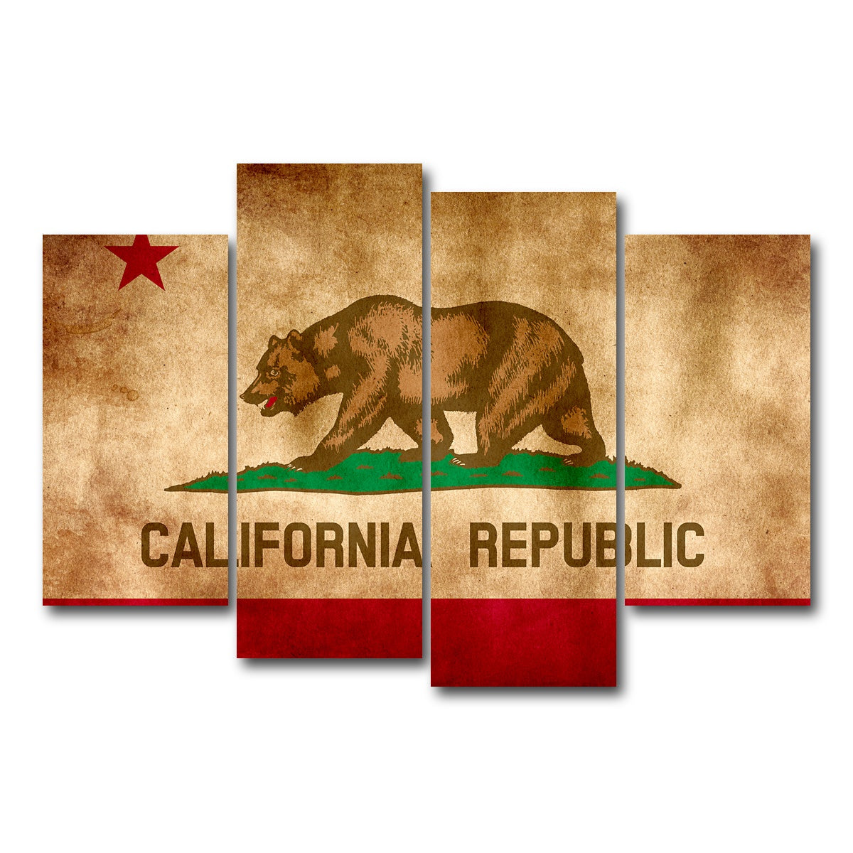 AUTO-MOCKUP WHITE | California State Flag Grunge | 4 Piece | Gallery Wrap Canvas | group=4_short