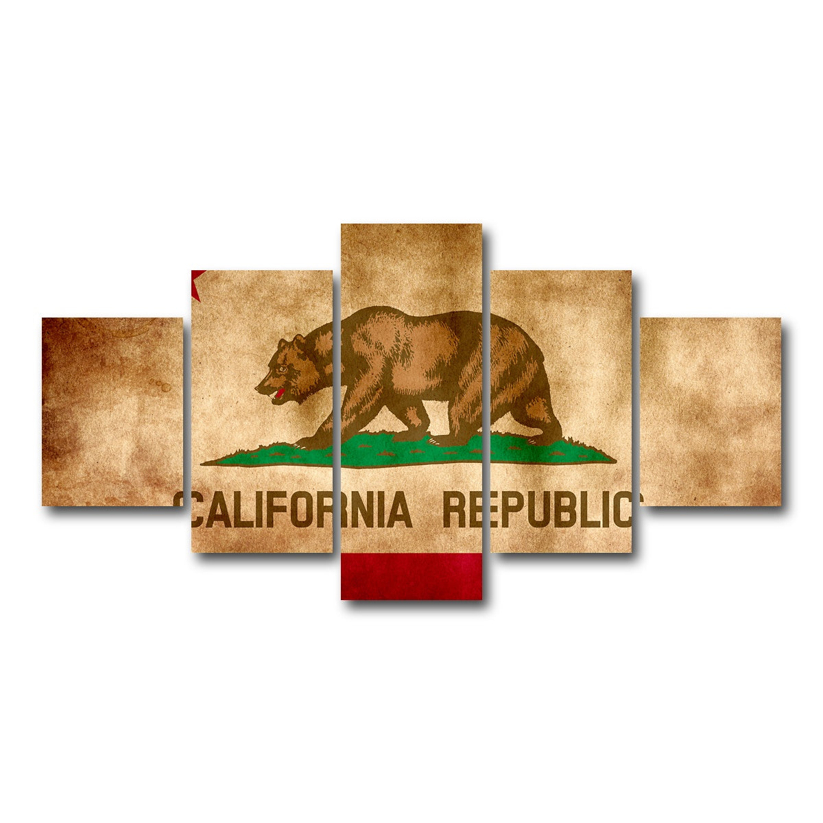 AUTO-MOCKUP WHITE | California State Flag Grunge | 5 Piece | Gallery Wrap Canvas | group=5_short
