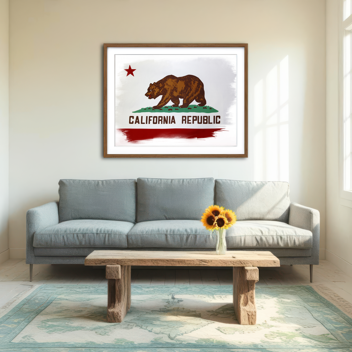 AUTO-MOCKUP ROOM | California State Flag Wall Art