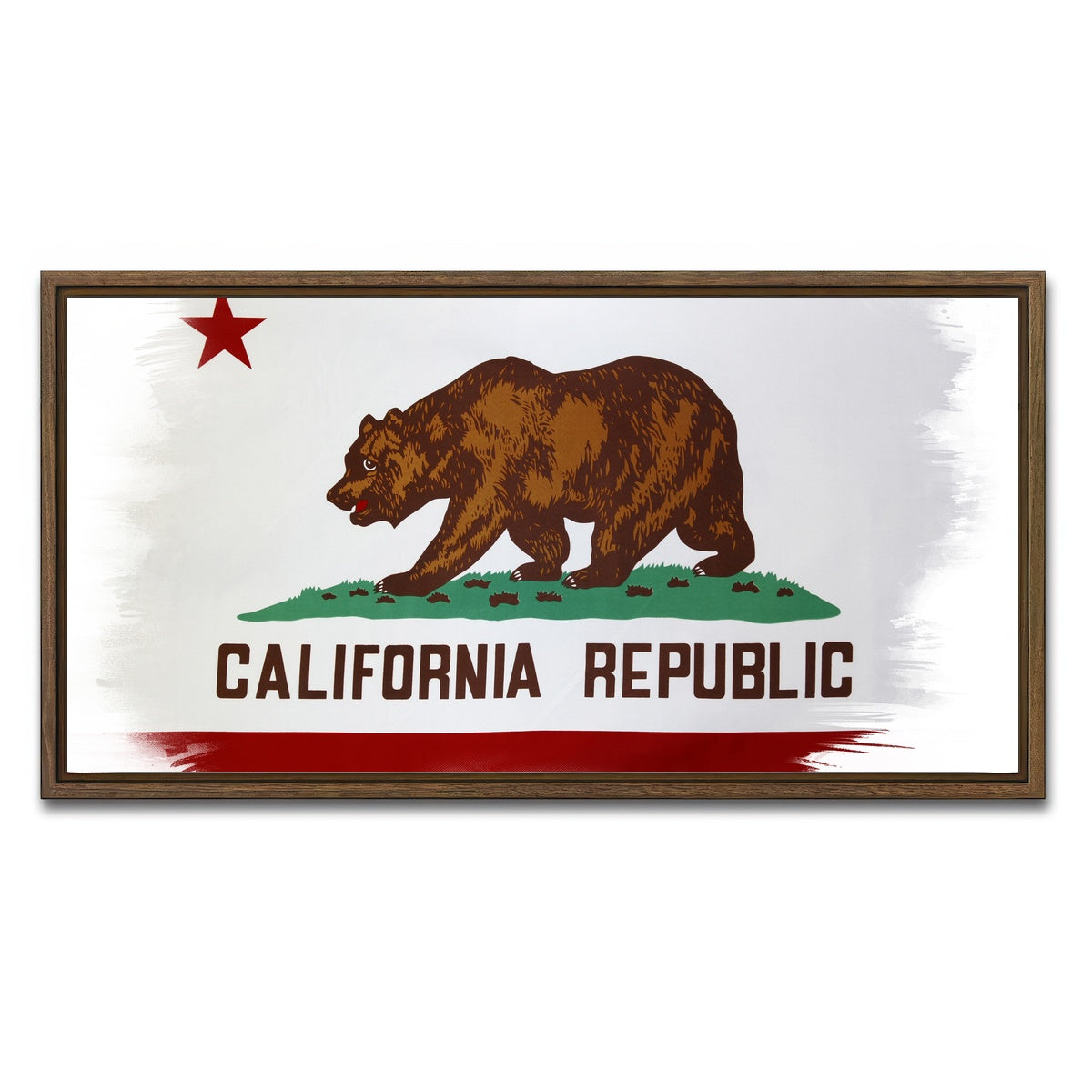 AUTO-MOCKUP WHITE | California State Flag | 1 Piece | Walnut Framed Canvas | group=2x1