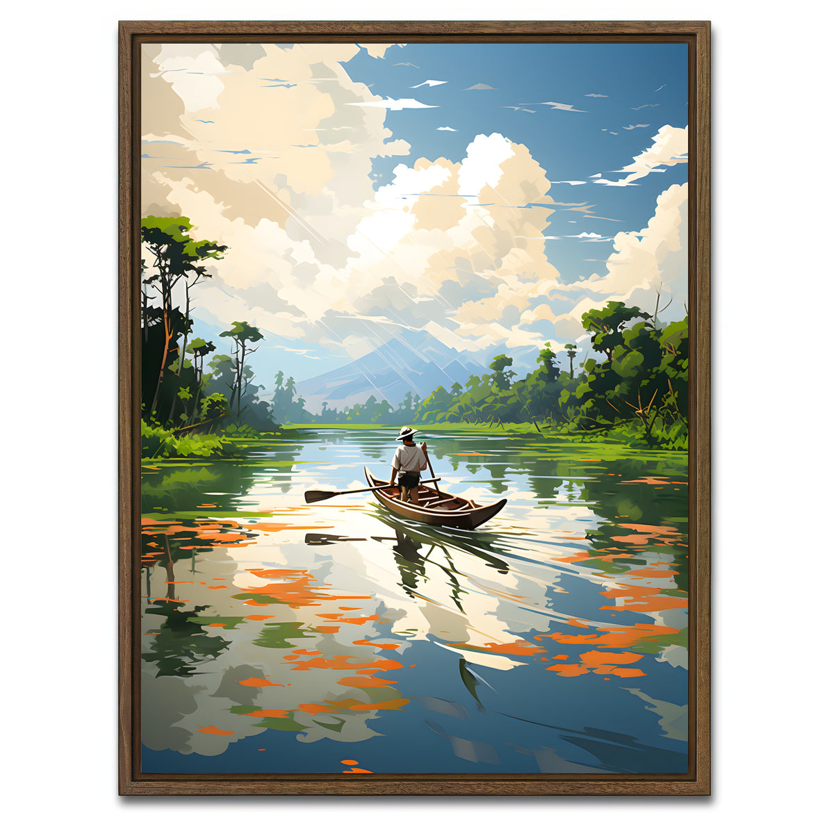AUTO-MOCKUP WHITE | Cambodia - Siem Reap River | 1 Piece | Walnut Framed Canvas | group=3x4