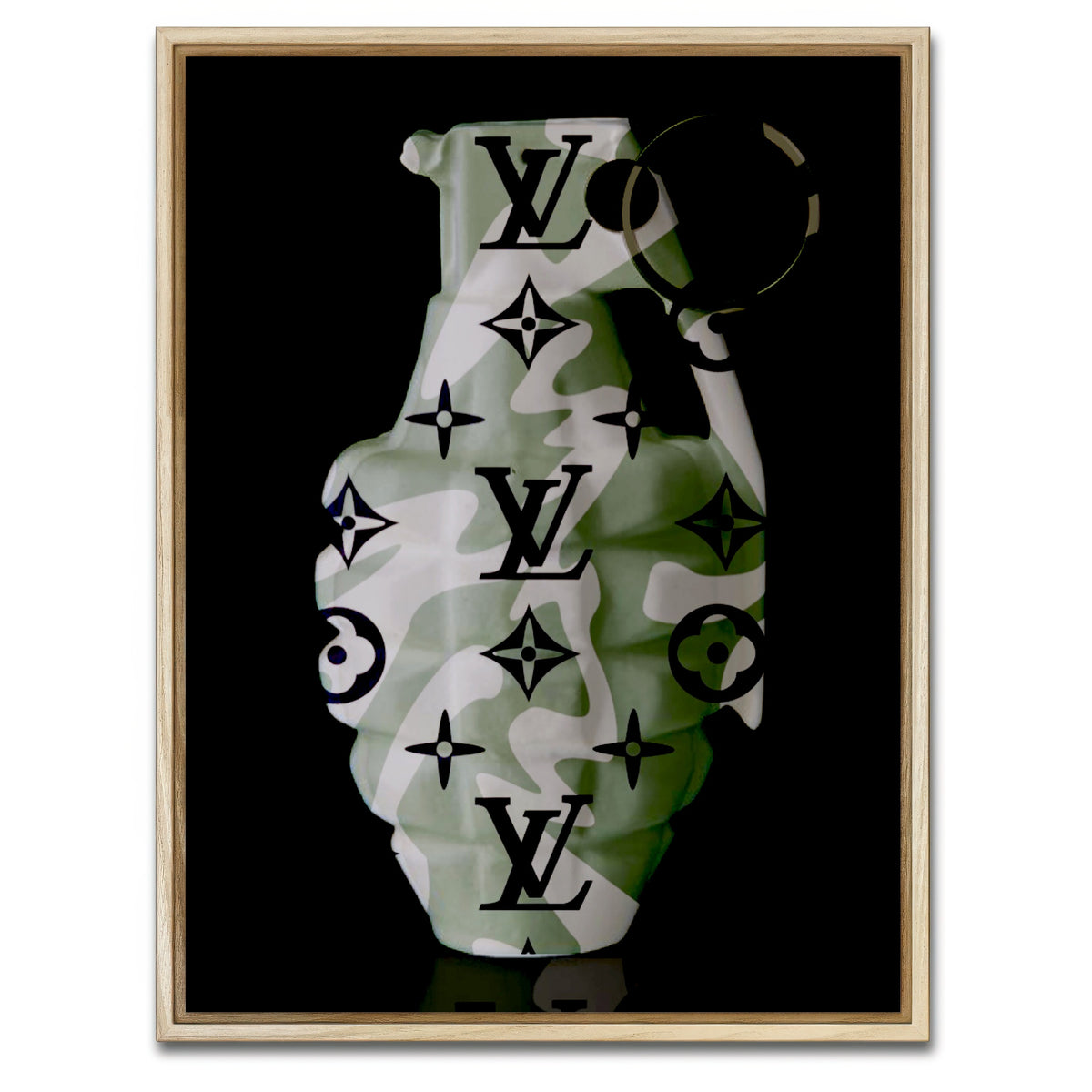 AUTO-MOCKUP WHITE | Camo LV Grenade | 1 Piece | Natural Framed Canvas | group=3x4