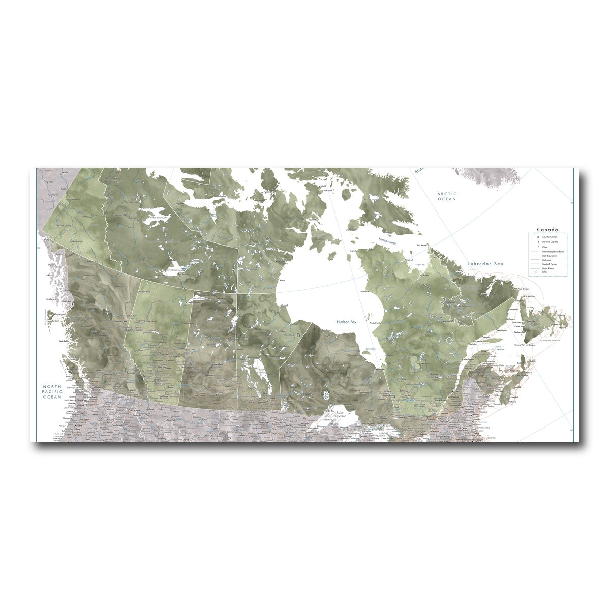 AUTO-MOCKUP WHITE | Canada Map 2 | 1 Piece | Gallery Wrap Canvas | group=2x1