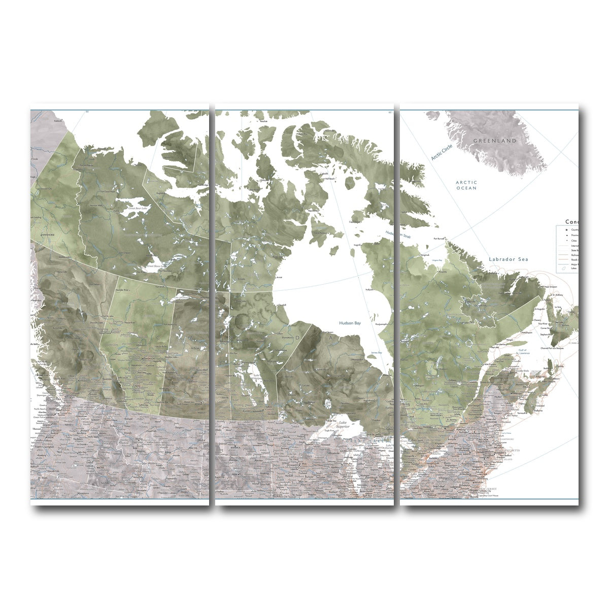 AUTO-MOCKUP WHITE | Canada Map 2 | 3 Piece | Gallery Wrap Canvas | group=8x18