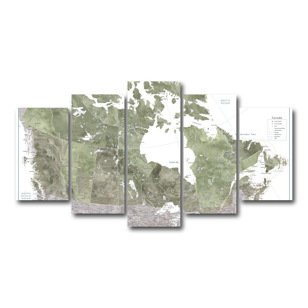 AUTO-MOCKUP WHITE | Canada Map 2 | 5 Piece | Gallery Wrap Canvas | group=5_normal