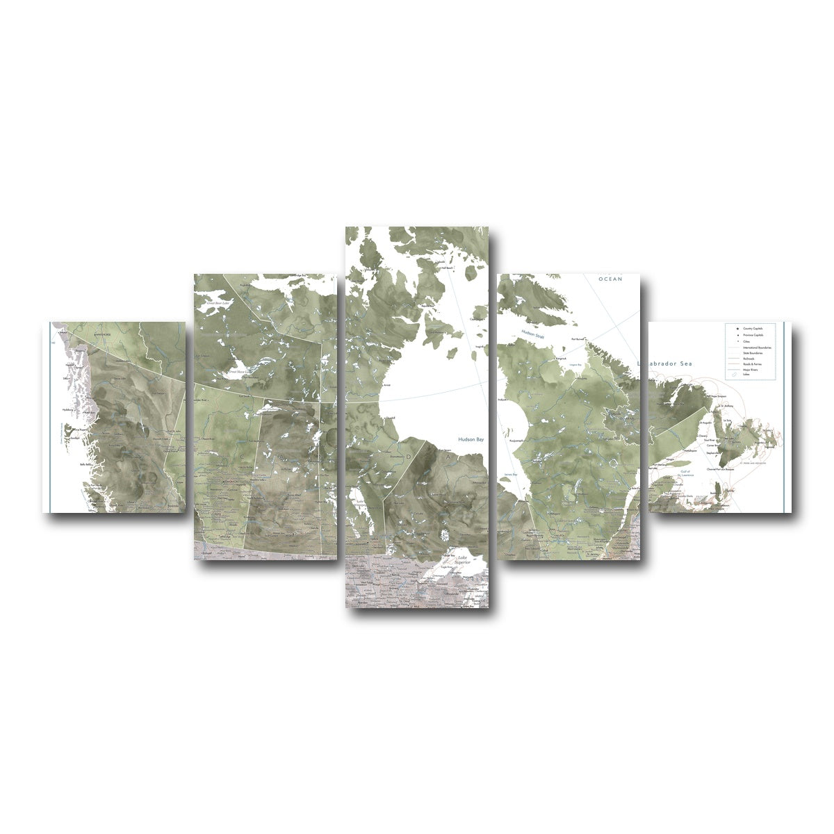 AUTO-MOCKUP WHITE | Canada Map 2 | 5 Piece | Gallery Wrap Canvas | group=5_short