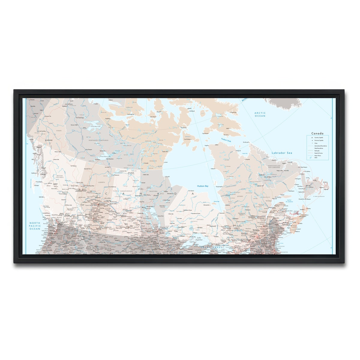 AUTO-MOCKUP WHITE | Canada Map | 1 Piece | Black Framed Canvas | group=2x1