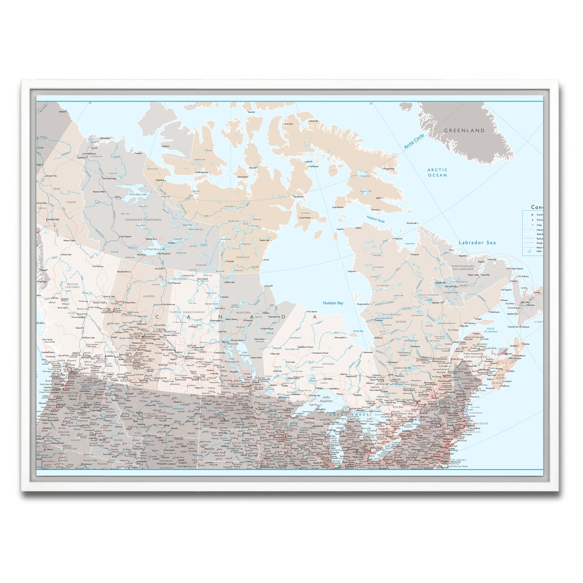 AUTO-MOCKUP WHITE | Canada Map | 1 Piece | White Framed Canvas | group=4x3