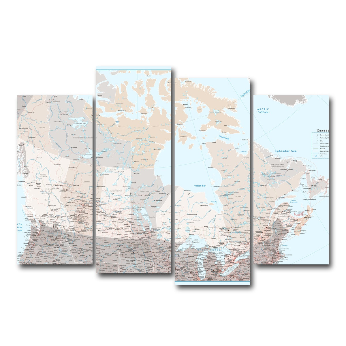 AUTO-MOCKUP WHITE | Canada Map | 4 Piece | Gallery Wrap Canvas | group=4_normal