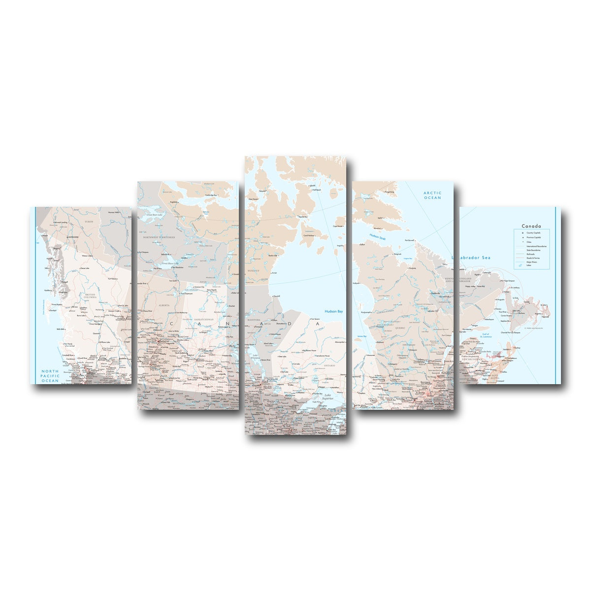 AUTO-MOCKUP WHITE | Canada Map | 5 Piece | Gallery Wrap Canvas | group=5_normal