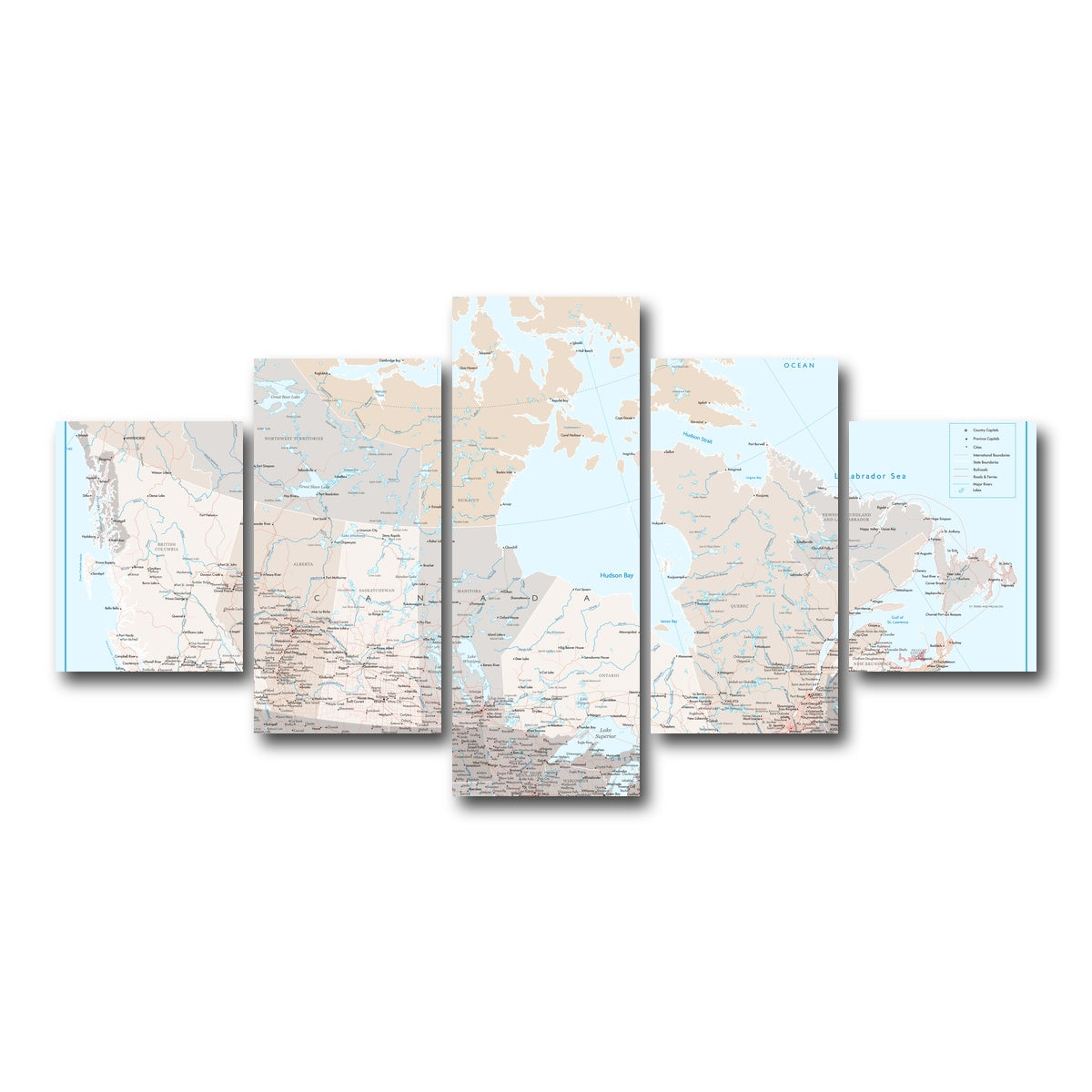 AUTO-MOCKUP WHITE | Canada Map | 5 Piece | Gallery Wrap Canvas | group=5_short