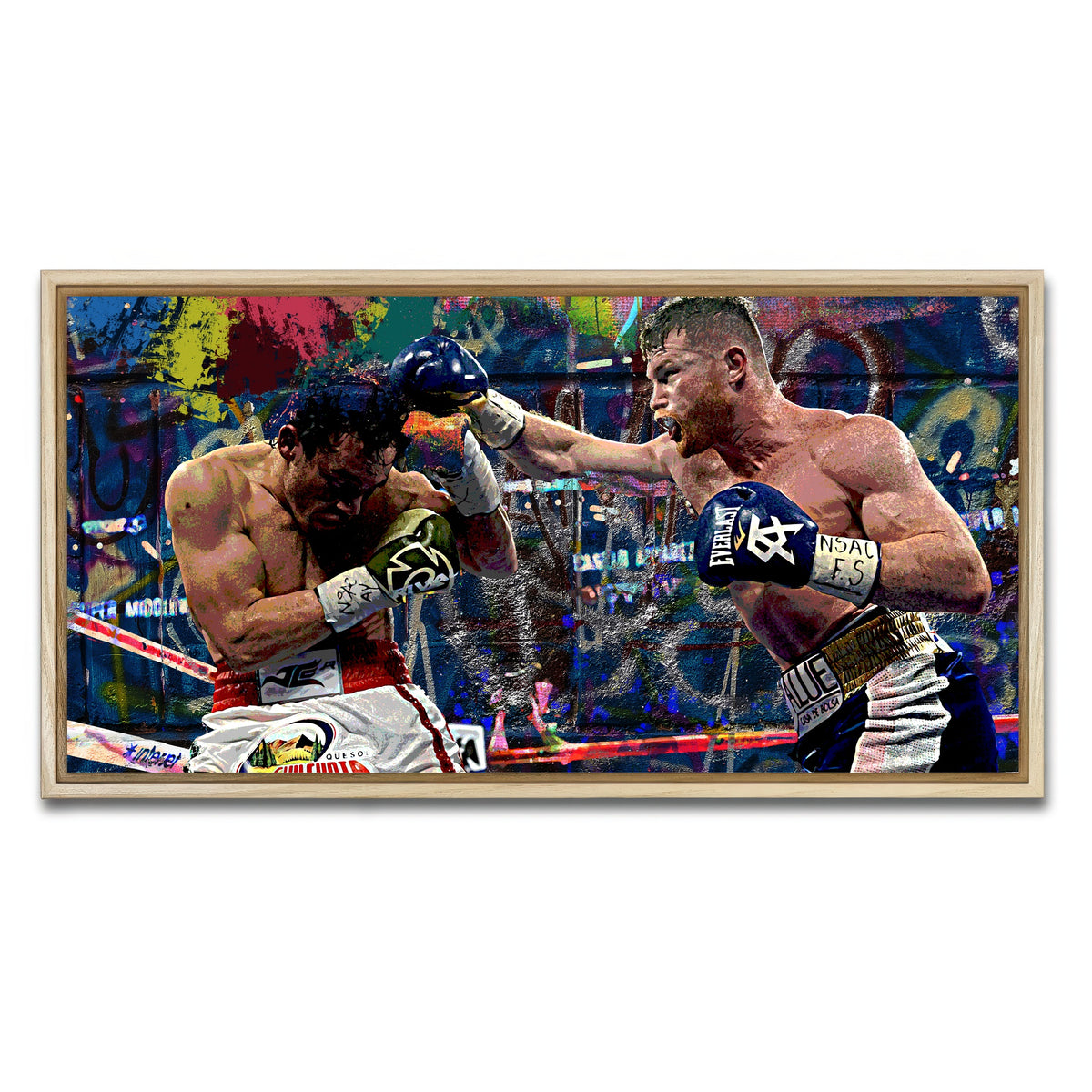 AUTO-MOCKUP WHITE | Canelo vs Chavez Jr | 1 Piece | Natural Framed Canvas | group=2x1
