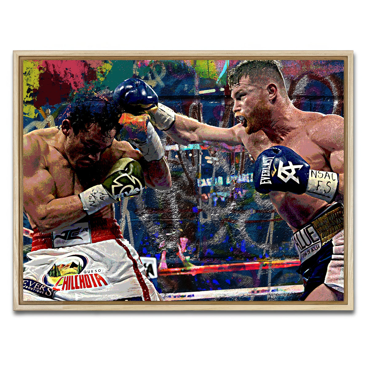 AUTO-MOCKUP WHITE | Canelo vs Chavez Jr | 1 Piece | Natural Framed Canvas | group=4x3