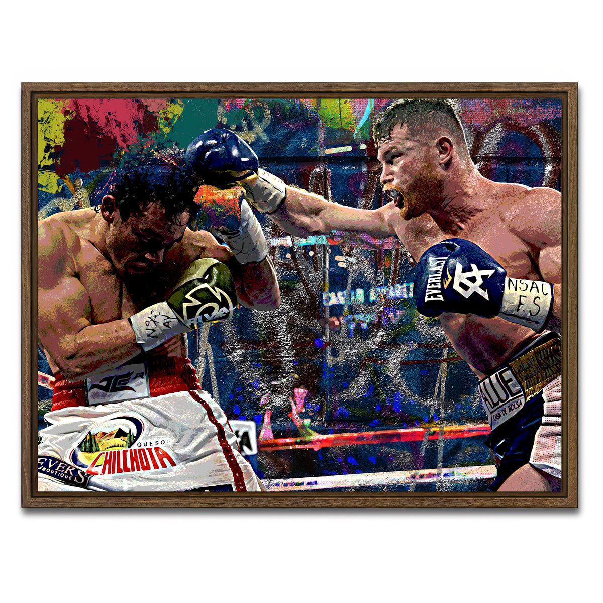 AUTO-MOCKUP WHITE | Canelo vs Chavez Jr | 1 Piece | Walnut Framed Canvas | group=4x3