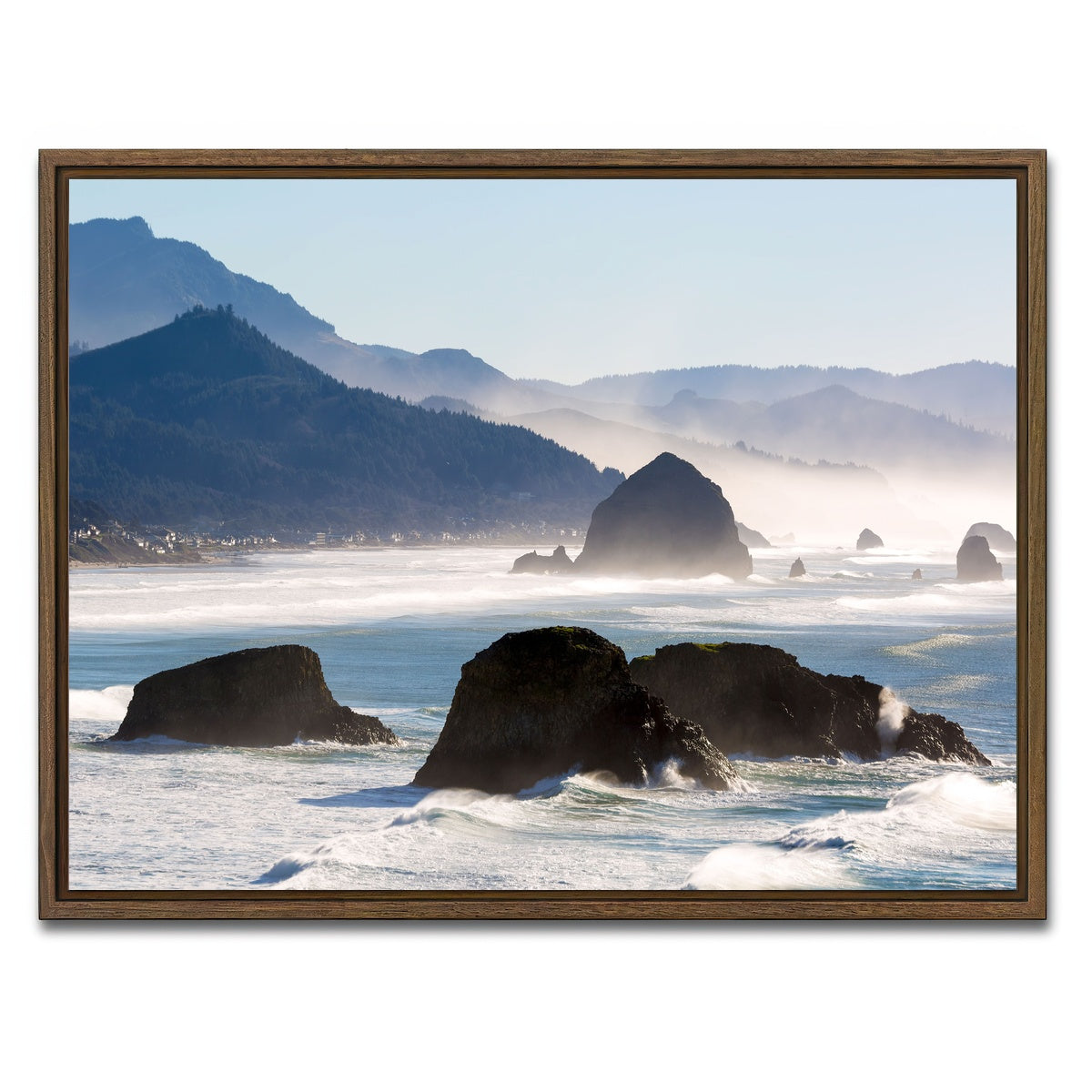 AUTO-MOCKUP WHITE | Cannon Beach | 1 Piece | Walnut Framed Canvas | group=4x3