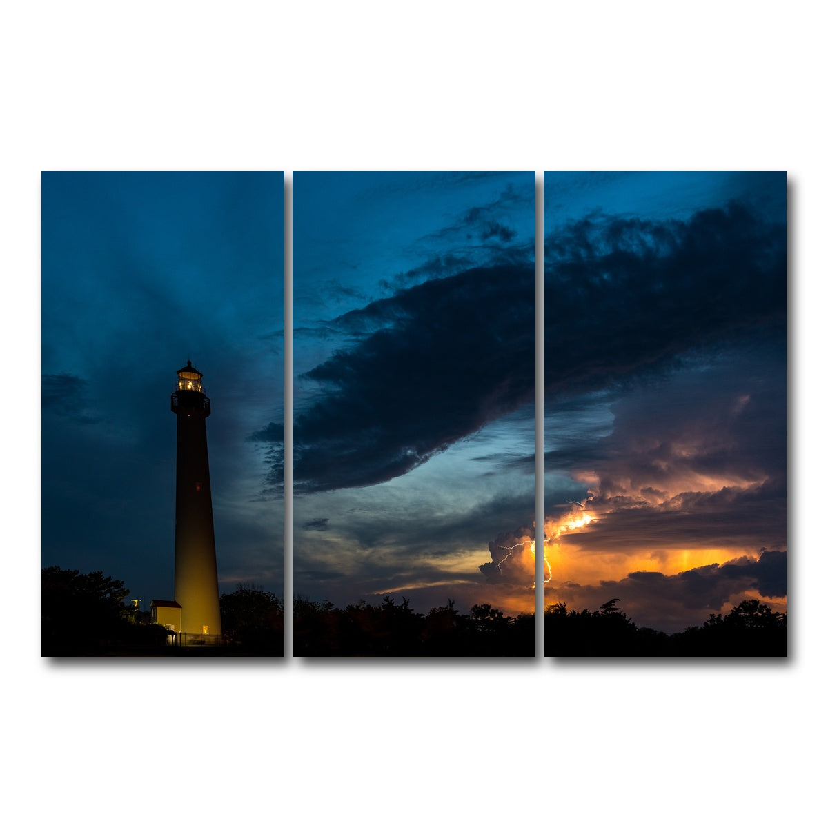 AUTO-MOCKUP WHITE | Cape May Lighthouse | 3 Piece | Gallery Wrap Canvas | group=12x24