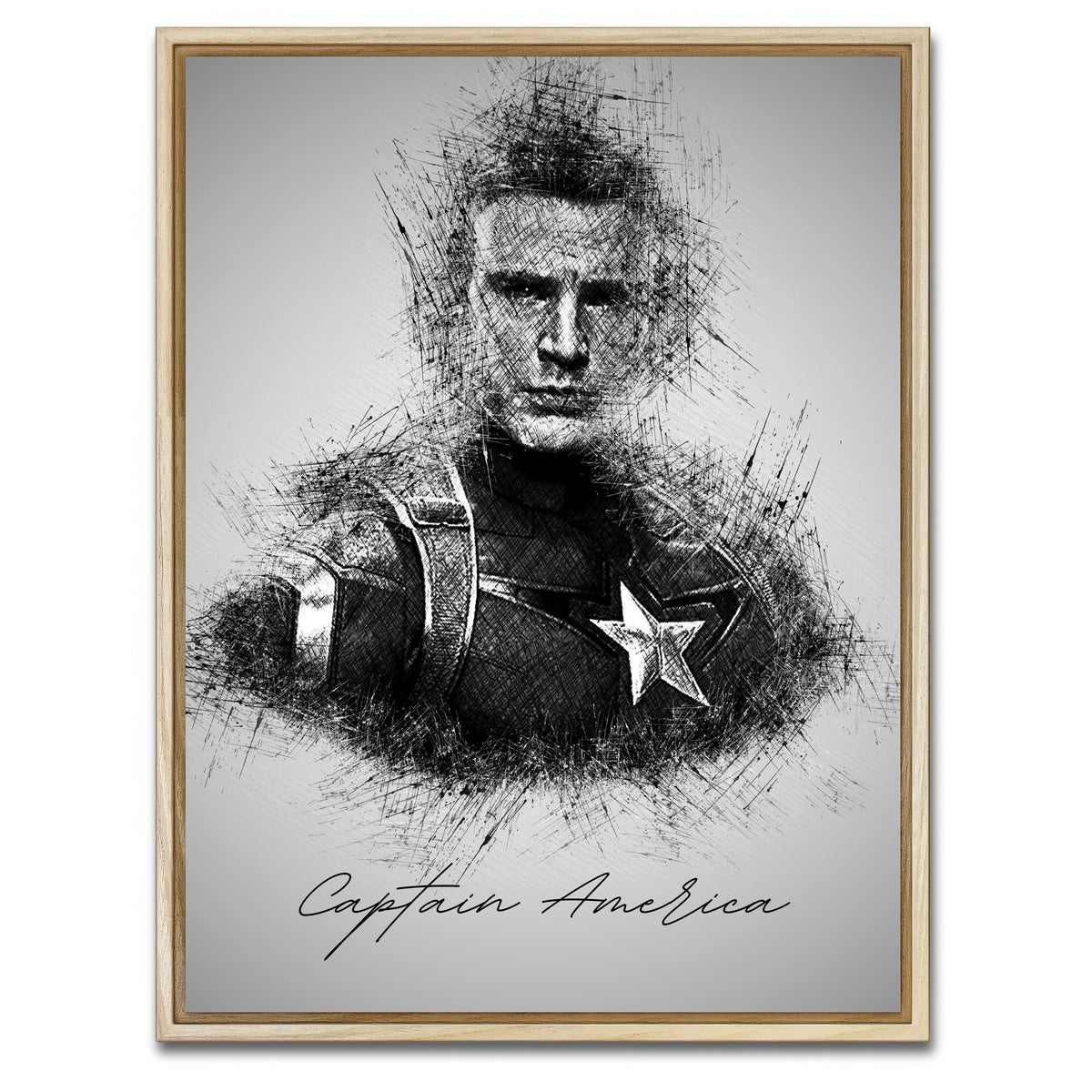 AUTO-MOCKUP WHITE | Captain America Evans | 1 Piece | Natural Framed Canvas | group=3x4