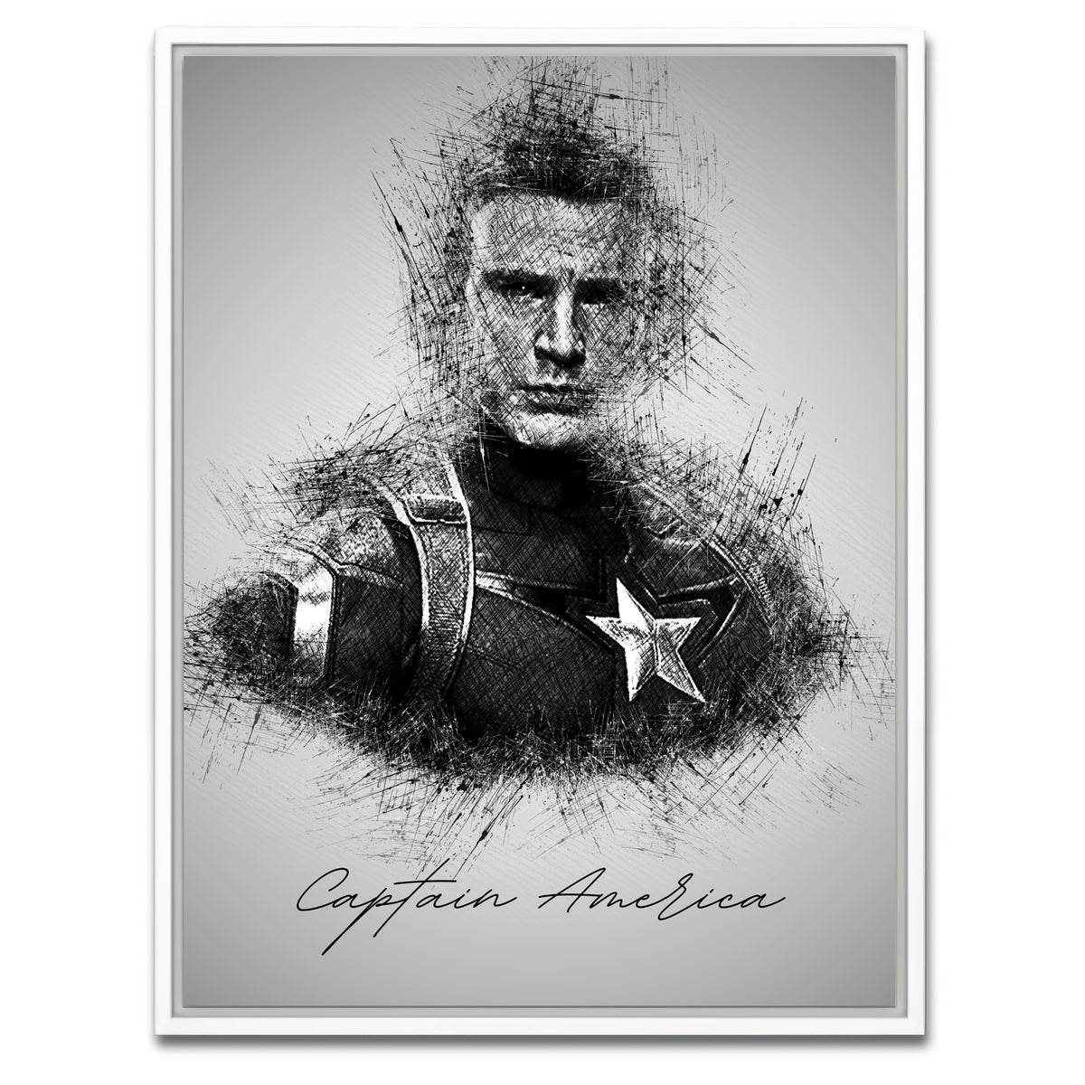 AUTO-MOCKUP WHITE | Captain America Evans | 1 Piece | White Framed Canvas | group=3x4