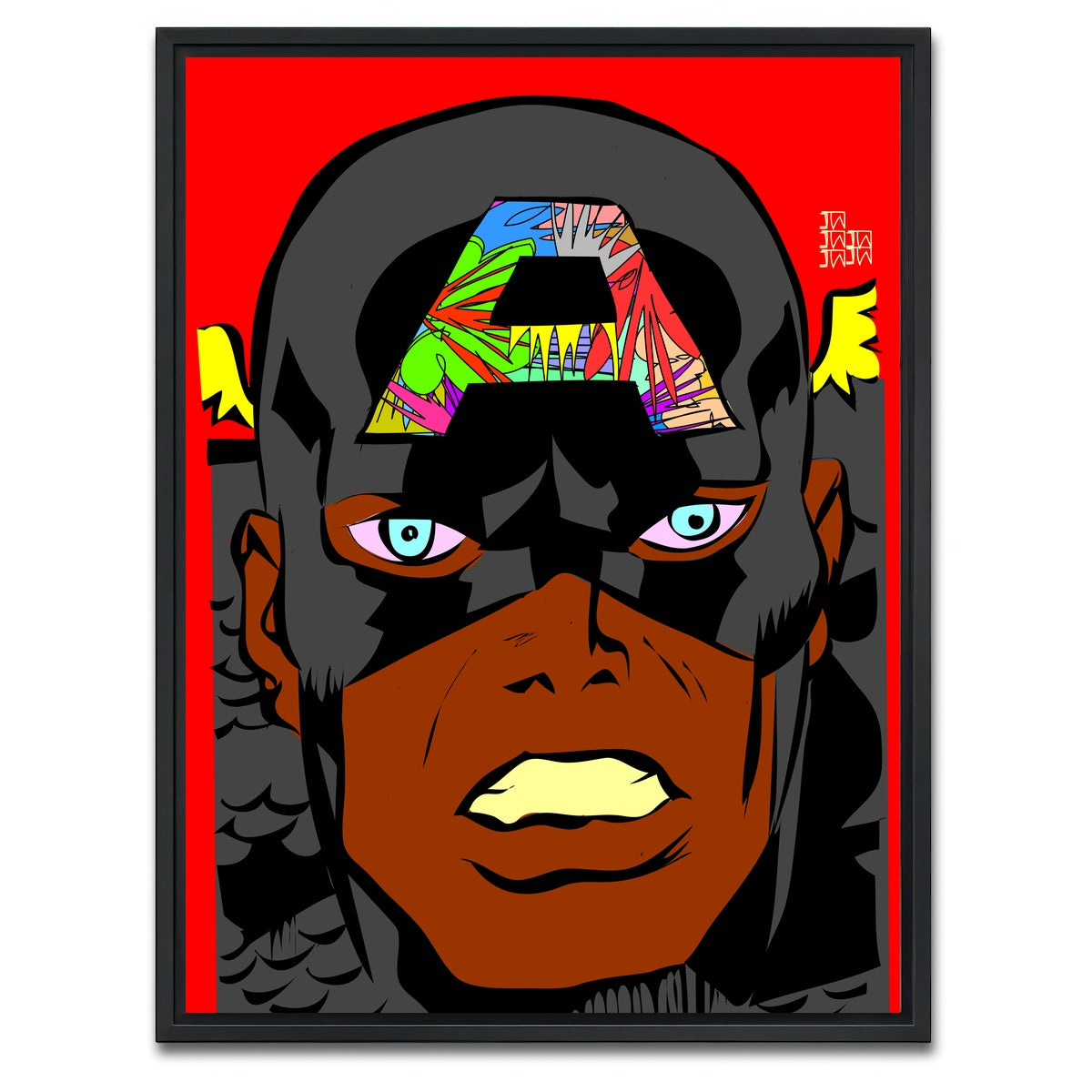 AUTO-MOCKUP WHITE | Captain America animation | 1 Piece | Black Framed Canvas | group=3x4