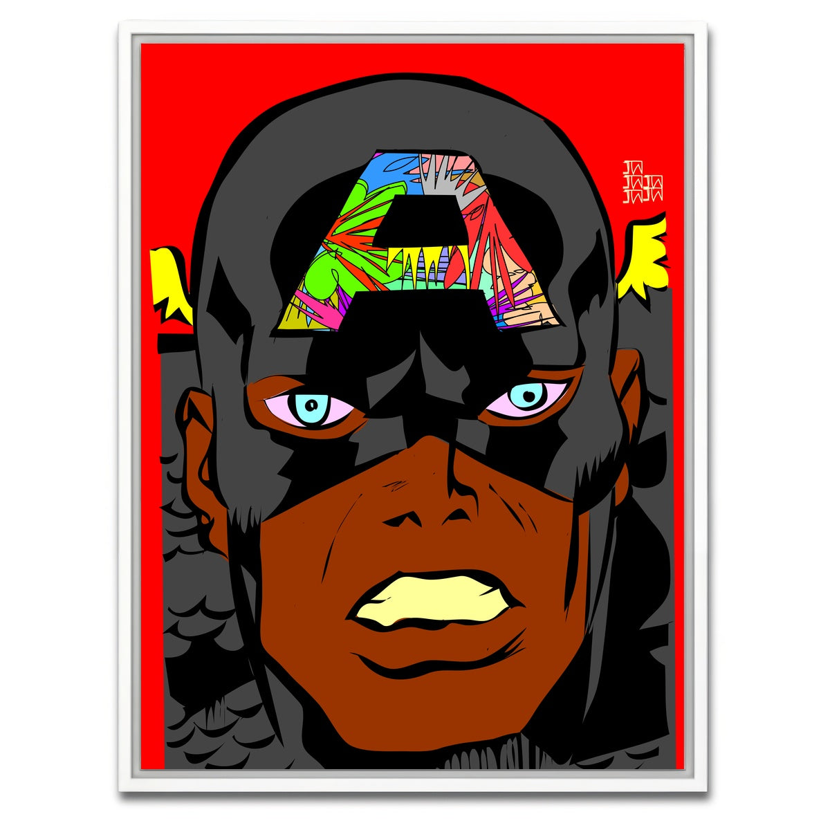 AUTO-MOCKUP WHITE | Captain America animation | 1 Piece | White Framed Canvas | group=3x4