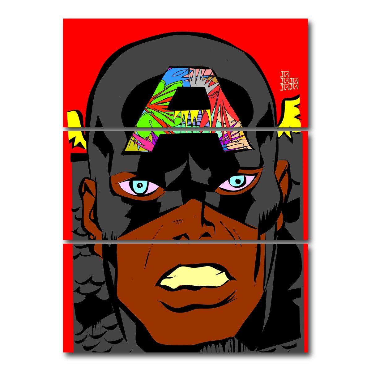 AUTO-MOCKUP WHITE | Captain America animation | 3 Piece | Gallery Wrap Canvas | group=8x18_stacked