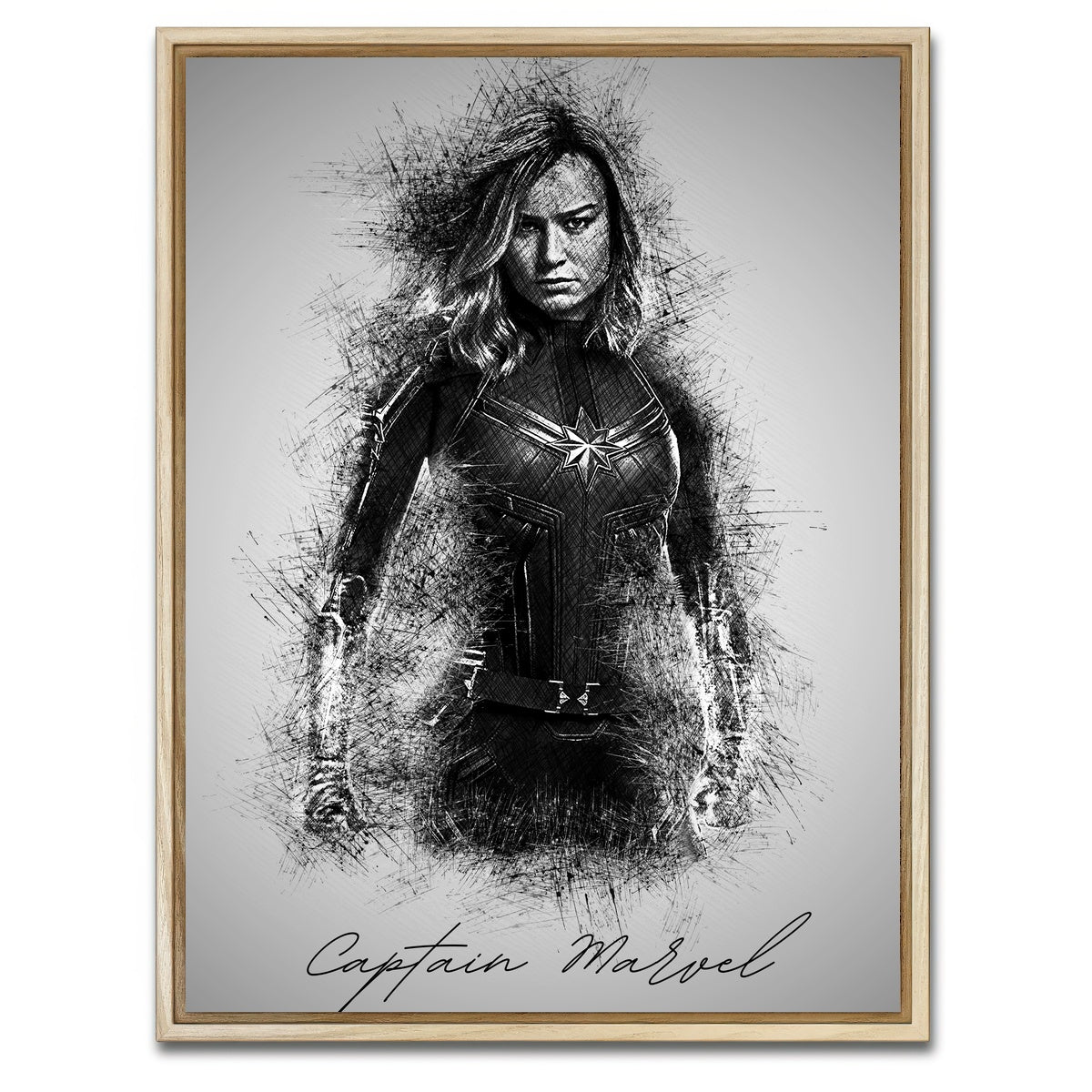 AUTO-MOCKUP WHITE | Captain Marvel Sketch | 1 Piece | Natural Framed Canvas | group=3x4