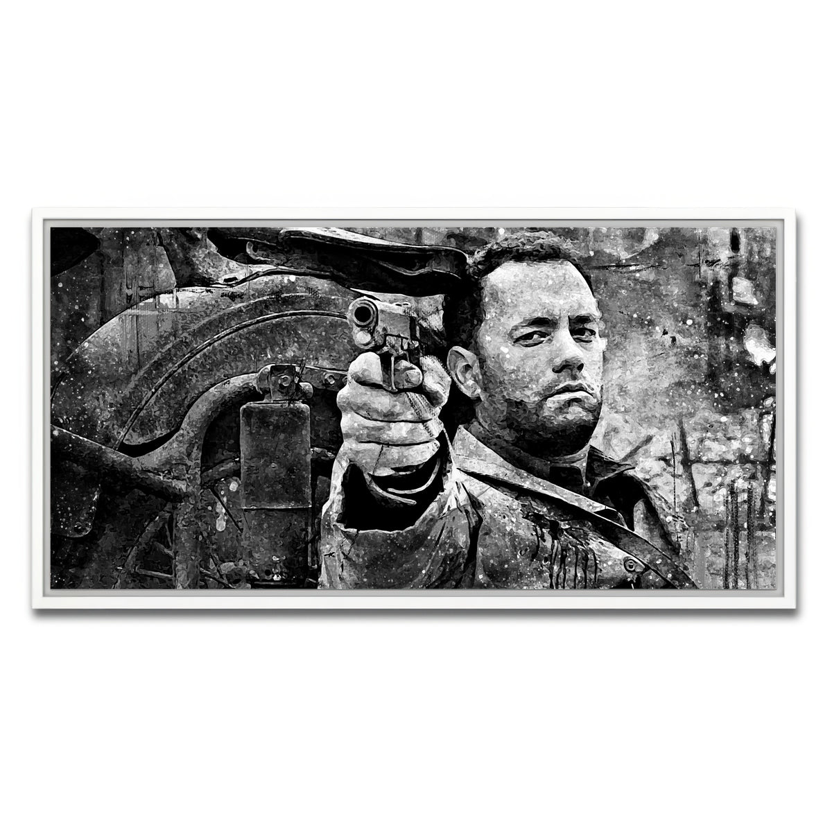 AUTO-MOCKUP WHITE | Captain Miller grayscale | 1 Piece | White Framed Canvas | group=2x1