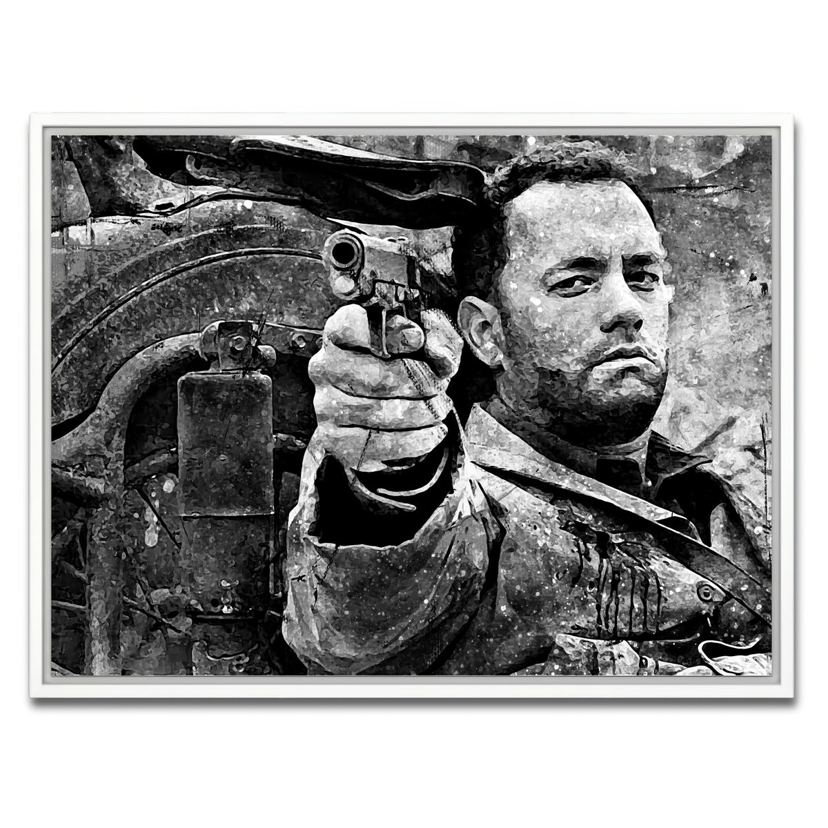 AUTO-MOCKUP WHITE | Captain Miller grayscale | 1 Piece | White Framed Canvas | group=4x3