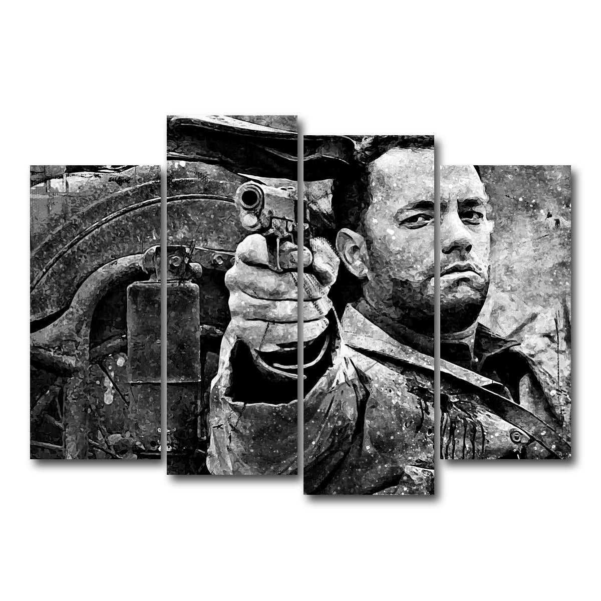 AUTO-MOCKUP WHITE | Captain Miller grayscale | 4 Piece | Gallery Wrap Canvas | group=4_normal