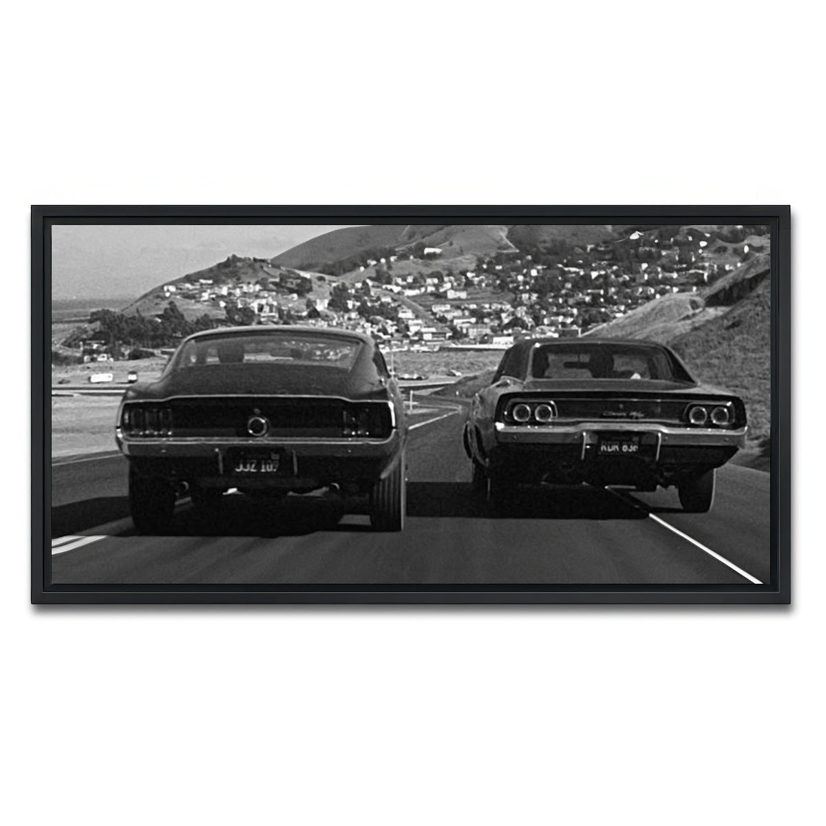 AUTO-MOCKUP WHITE | Car Chase Bullitt | 1 Piece | Black Framed Canvas | group=2x1