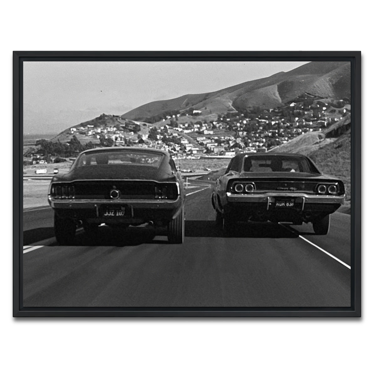 AUTO-MOCKUP WHITE | Car Chase Bullitt | 1 Piece | Black Framed Canvas | group=4x3