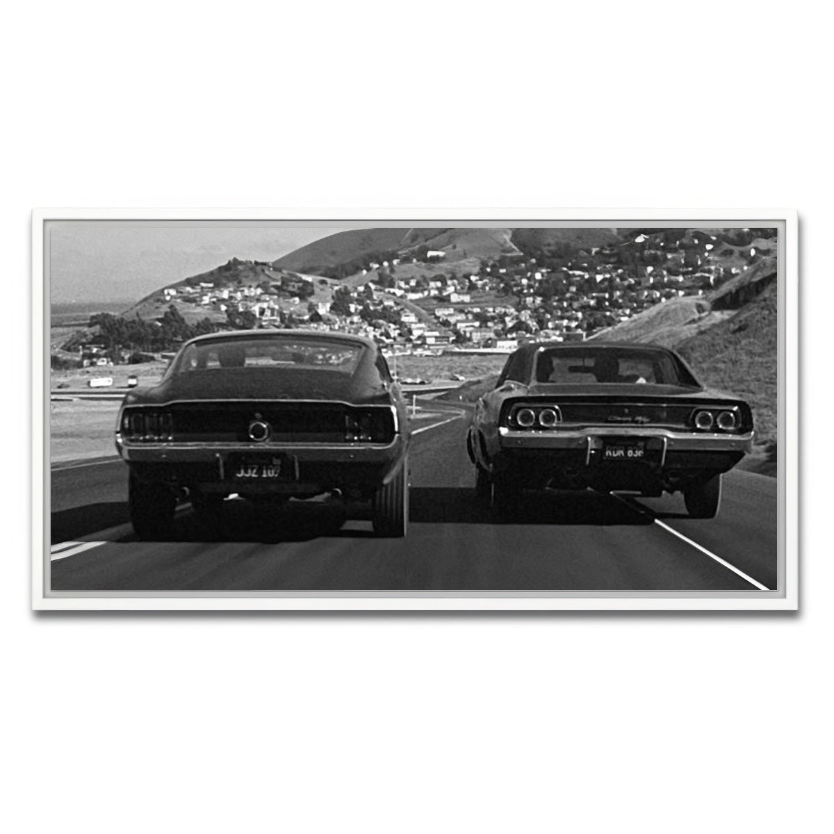 AUTO-MOCKUP WHITE | Car Chase Bullitt | 1 Piece | White Framed Canvas | group=2x1