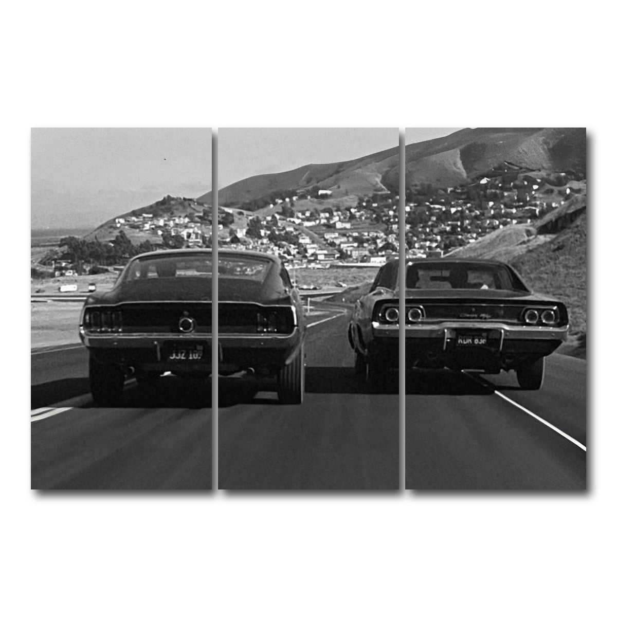 AUTO-MOCKUP WHITE | Car Chase Bullitt | 3 Piece | Gallery Wrap Canvas | group=12x24