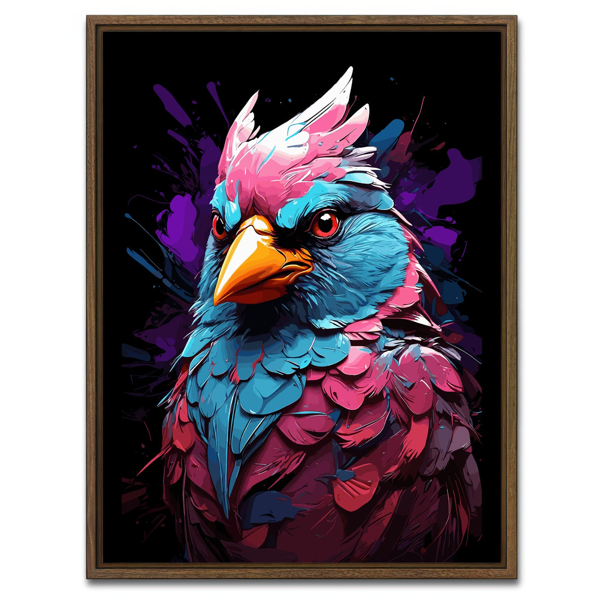 AUTO-MOCKUP WHITE | Cardinal Animal Colorful | 1 Piece | Walnut Framed Canvas | group=3x4