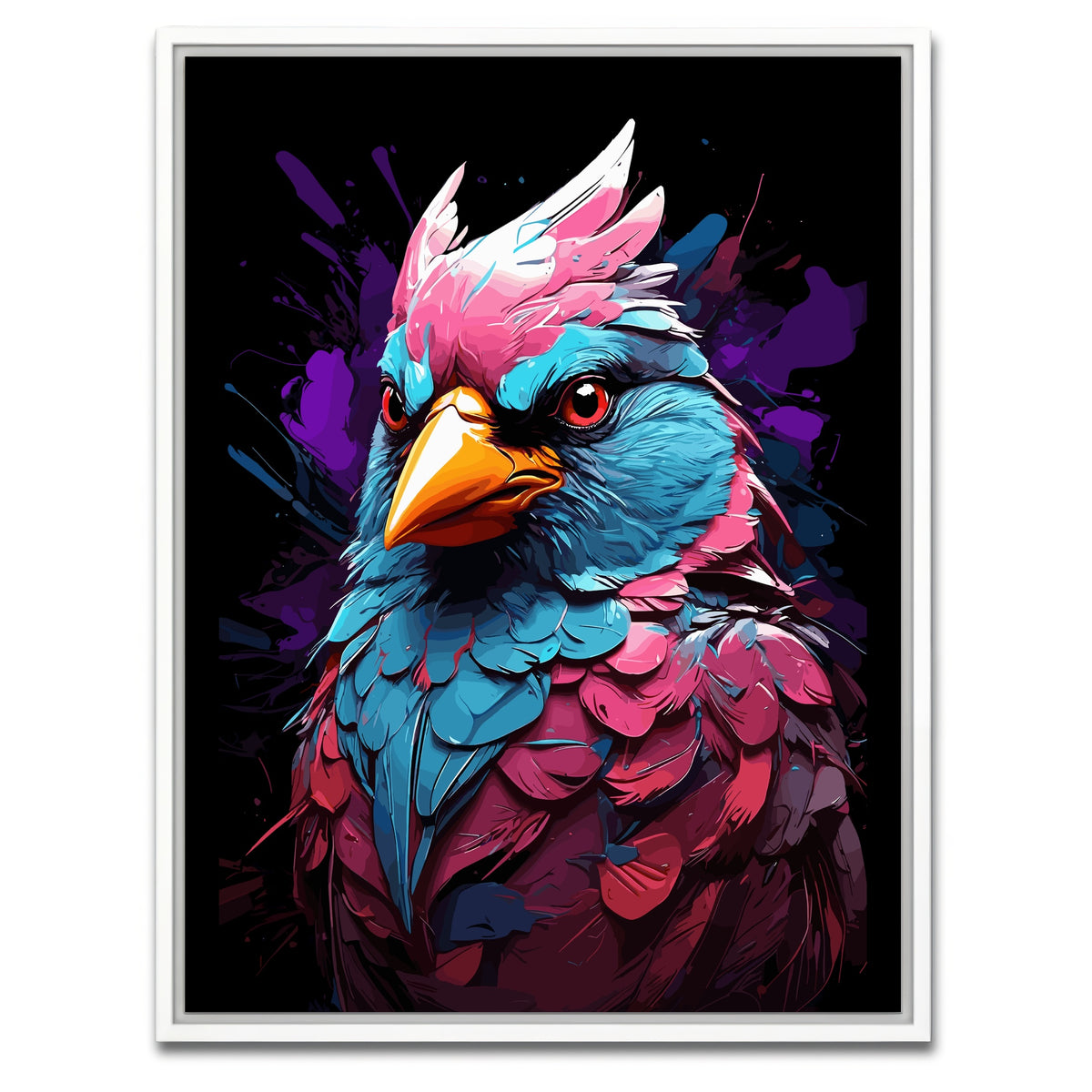 AUTO-MOCKUP WHITE | Cardinal Animal Colorful | 1 Piece | White Framed Canvas | group=3x4