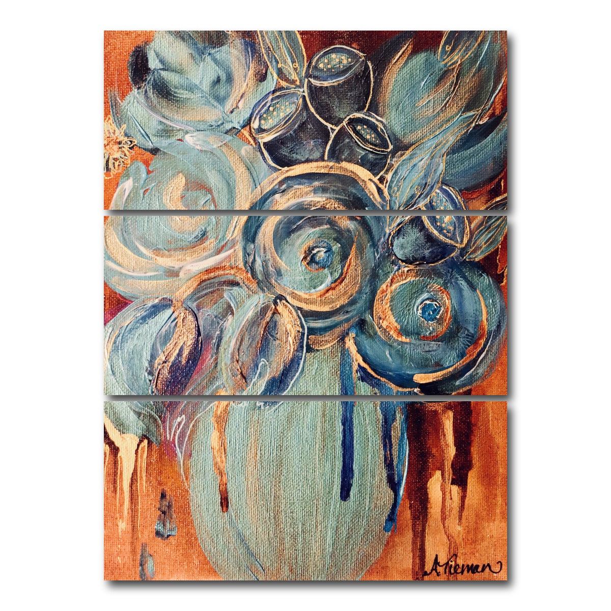 AUTO-MOCKUP WHITE | Caribbean Blooms | 3 Piece | Gallery Wrap Canvas | group=8x18_stacked