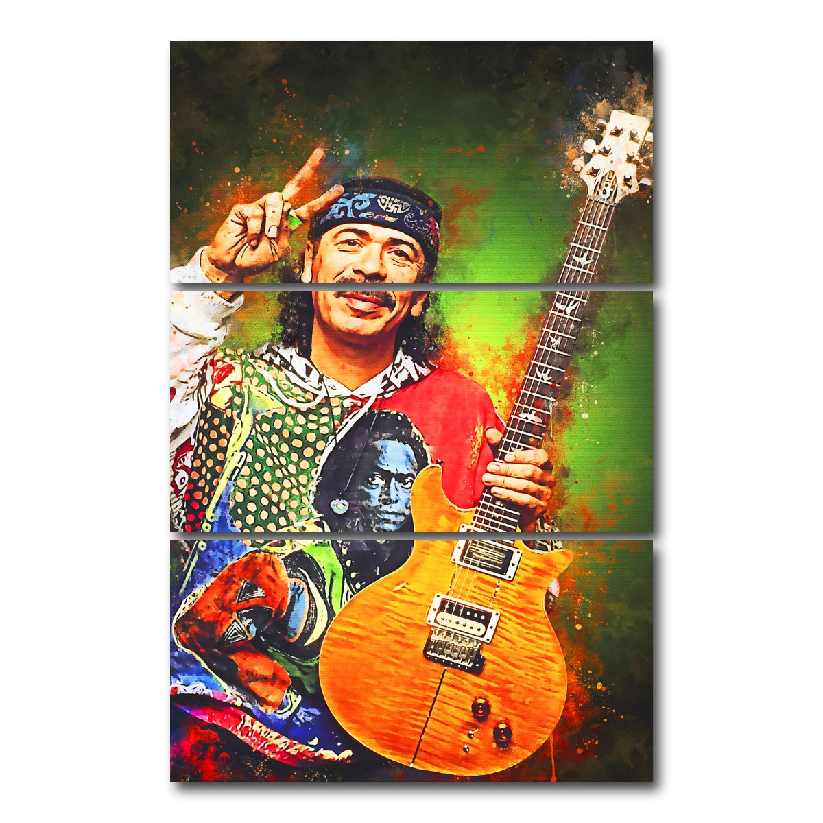 AUTO-MOCKUP WHITE | Carlos Santana | 3 Piece | Gallery Wrap Canvas | group=12x24_stacked