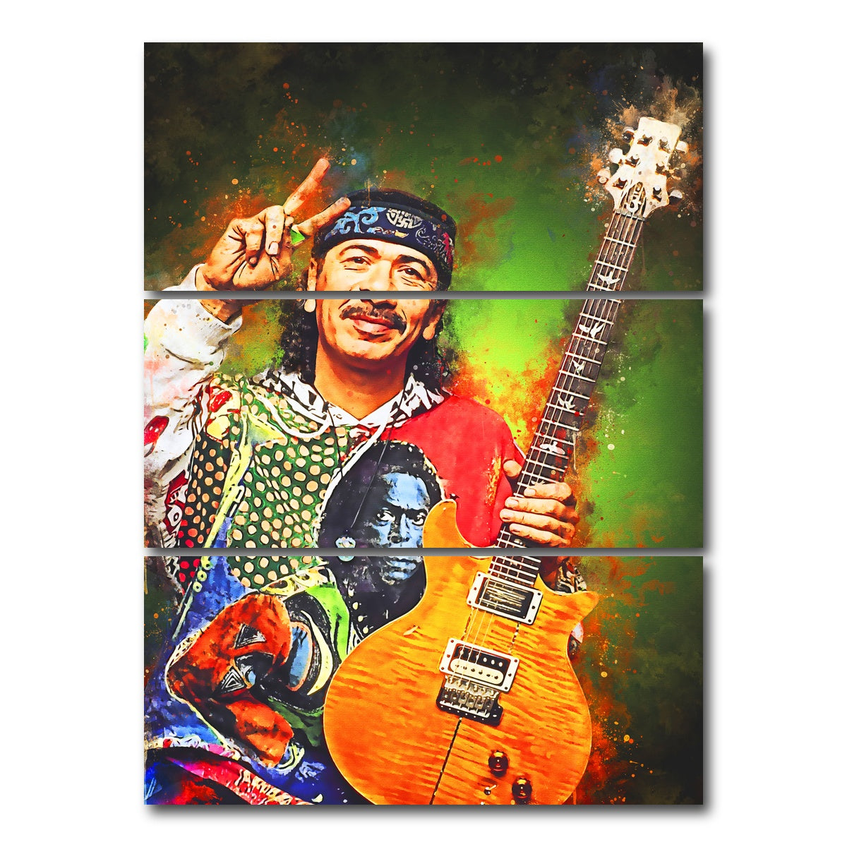 AUTO-MOCKUP WHITE | Carlos Santana | 3 Piece | Gallery Wrap Canvas | group=8x18_stacked