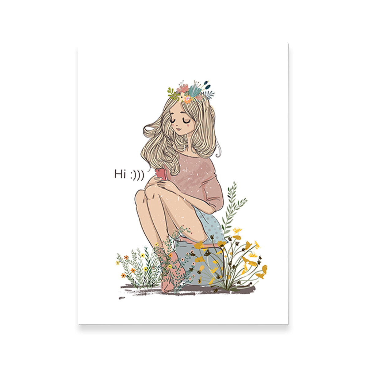 Cartoon Flower Girl Wall Art