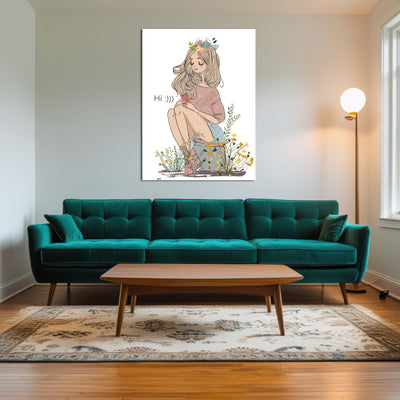 AUTO-MOCKUP ROOM | Cartoon Flower Girl