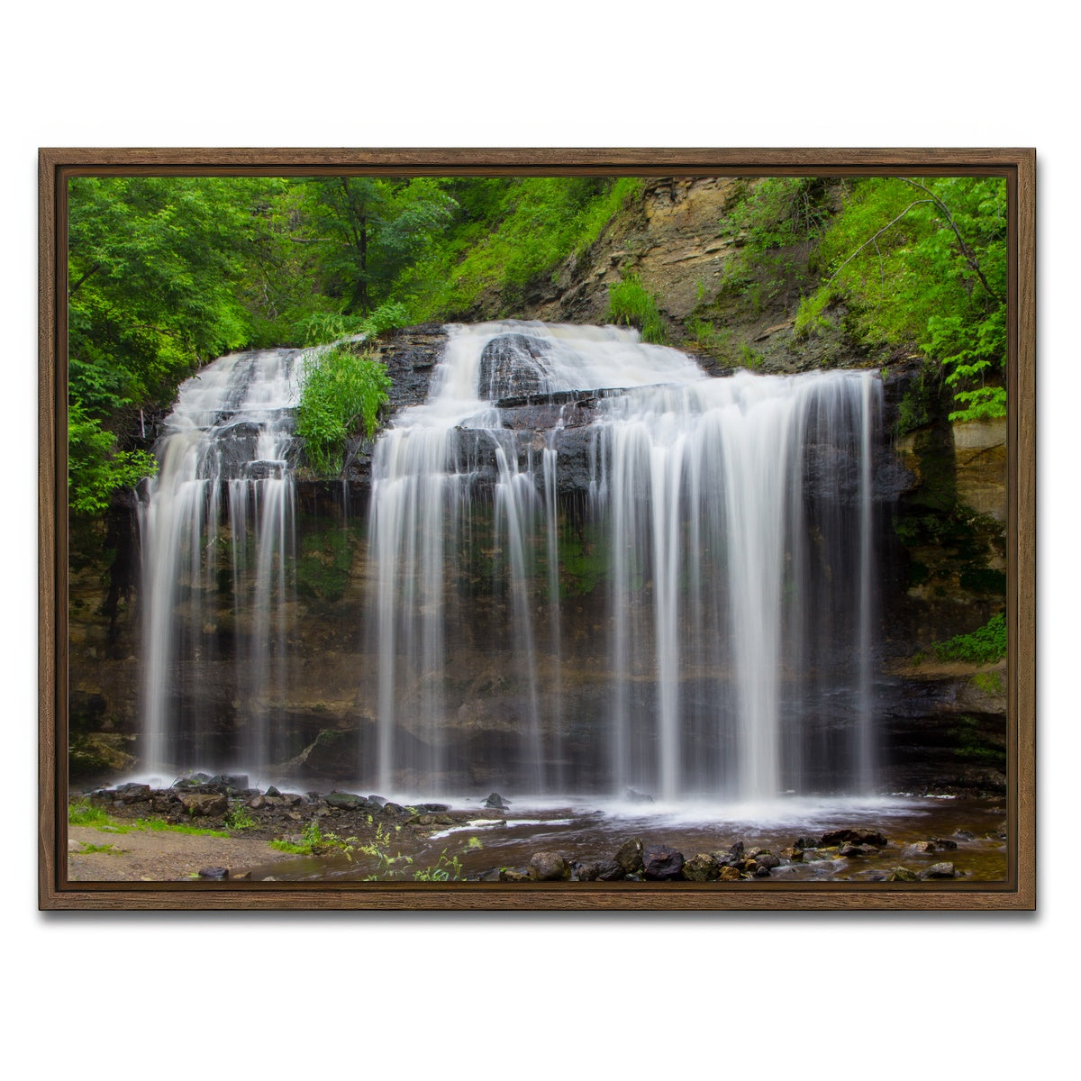 AUTO-MOCKUP WHITE | Cascade Falls | 1 Piece | Walnut Framed Canvas | group=4x3