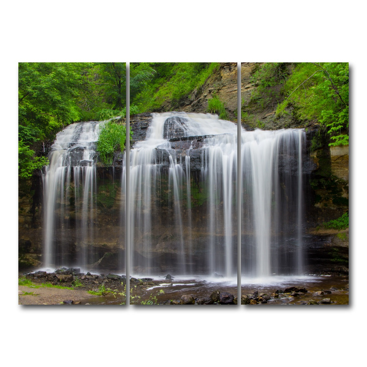 AUTO-MOCKUP WHITE | Cascade Falls | 3 Piece | Gallery Wrap Canvas | group=8x18