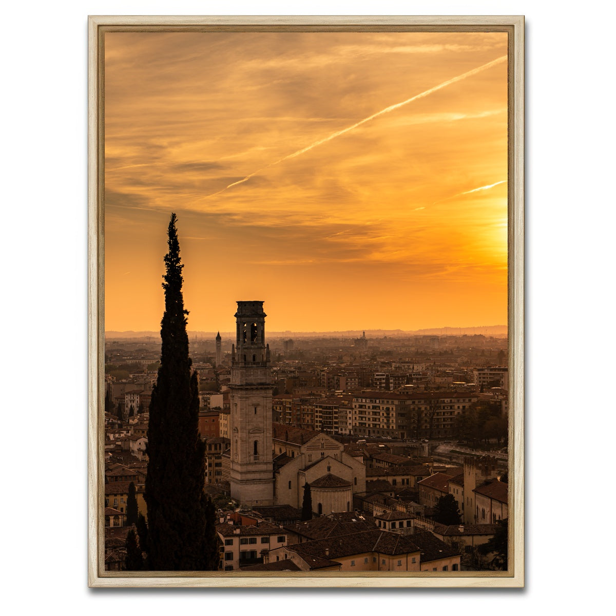 AUTO-MOCKUP WHITE | Castel San Pietro at sunset | 1 Piece | Natural Framed Canvas | group=3x4