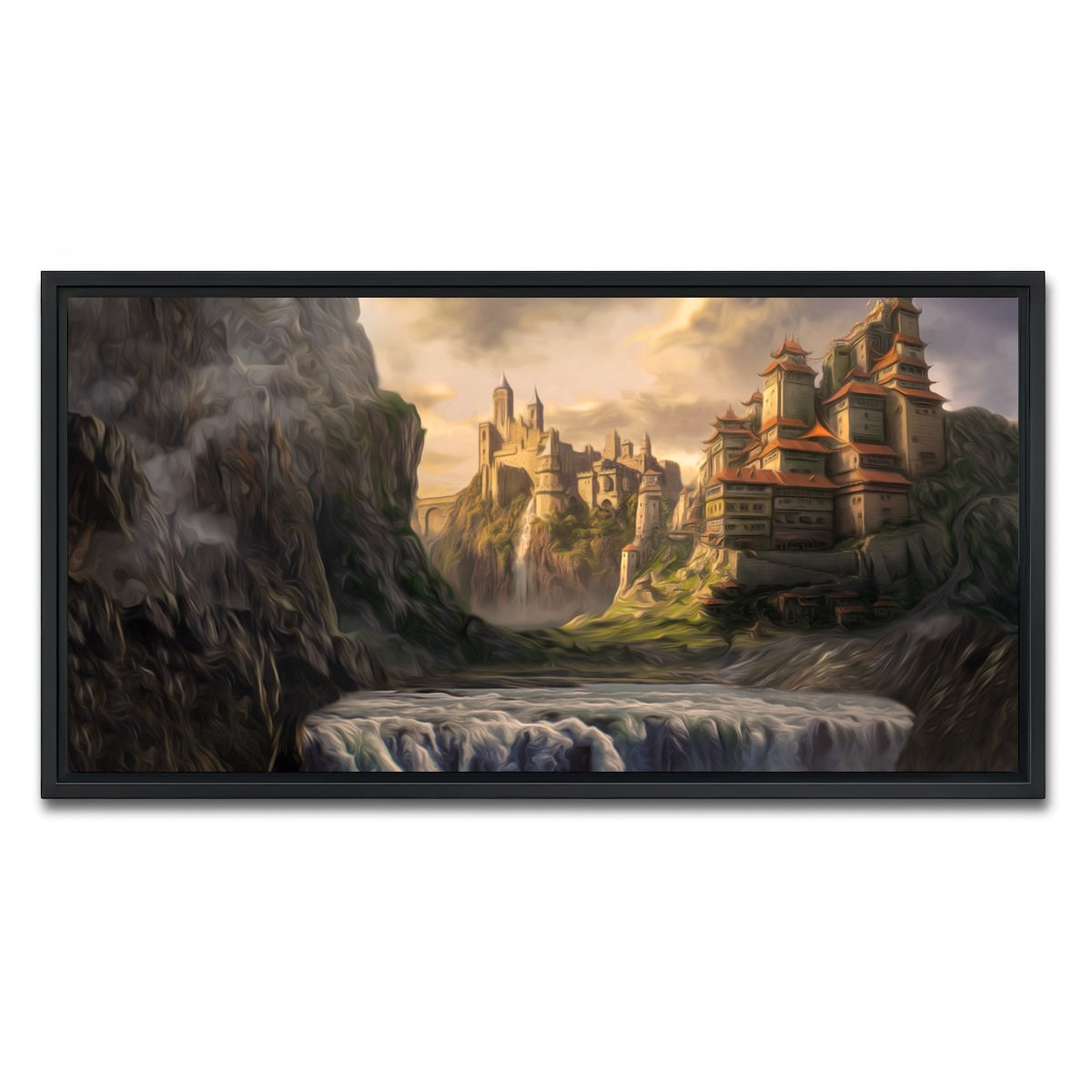 AUTO-MOCKUP WHITE | Castle Falls | 1 Piece | Black Framed Canvas | group=2x1