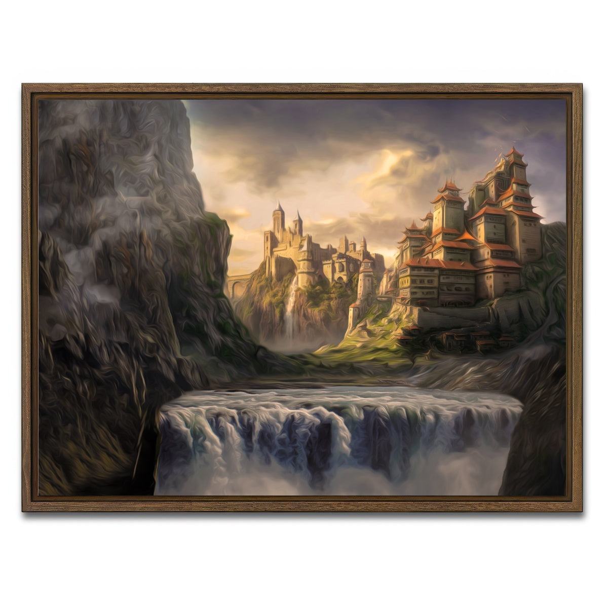 AUTO-MOCKUP WHITE | Castle Falls | 1 Piece | Walnut Framed Canvas | group=4x3